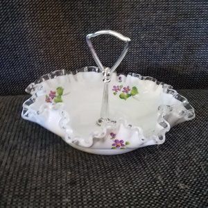 Fenton Silver Crest Bon Bon Linda Bules (SIGNED)